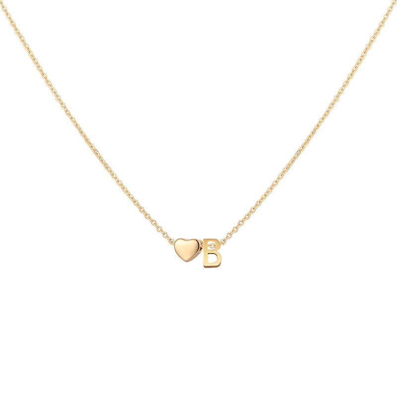 Glimmerst Initial Heart Necklace 18K Gold Plated Stainless Steel Tiny Heart Letter B Necklace Personalized Monogram Name Necklace for Women - Image 1